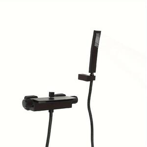 Rubinetto da bagno - Miscelatore per bagno - Rubinetto per doccia - Rubinetto a parete - Bocchetta a cascata - Nero opaco - Ottone