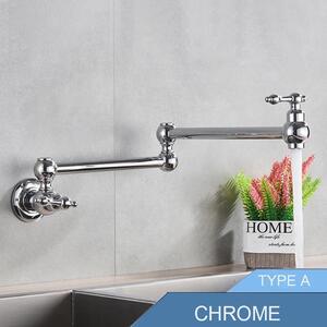Miscelatore per cucina - Riempitivo per pentole da montare a parete - Bocchetta girevole pieghevole - Monocomando, installazione a foro singolo - Acqua fredda - Ottone - Finitura cromata