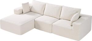 Divano componibile modulare a forma di L Cloud Couch con chaise longue e cuscini beige