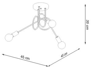 Sollux SL.1437 - Lampadario a plafone LOOP 3xE27/15W/230V oro