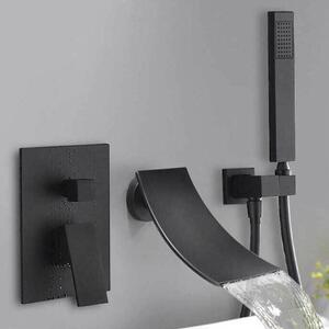 Rubinetto del bagno - Miscelatore per il bagno - Termostato per il bagno - Rubinetto della doccia - Doccetta - Montaggio a parete - Colore: nero opaco