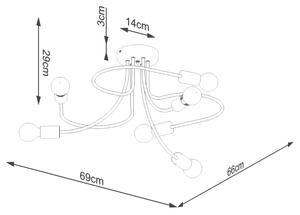 Sollux SL.1456 - Lampadario a sospensione con supporto rigido LEVAR 6xE27/15W/230V nero