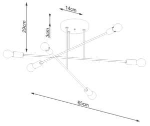 Sollux SL.1453 - Lampadario a sospensione con supporto rigido NORAH 6xE27/15W/230V nero