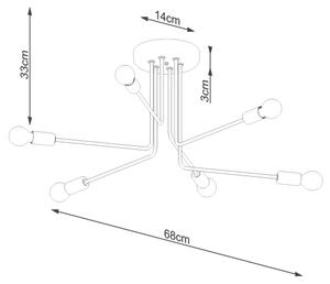 Sollux SL.1452 - Lampadario a sospensione con supporto rigido NORAH 6xE27/15W/230V nero