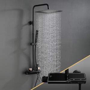 Rubinetto per doccia - Raccordo per doccia - Termostato per doccia - Set per doccia - Rubinetto con termostato - Nero - Acciaio inossidabile 304