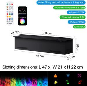 Stufa elettrica 3D intelligente - Stufa elettrica da parete - Riscaldamento d'atmosfera - Camino a LED - Umidificatore a ultrasuoni