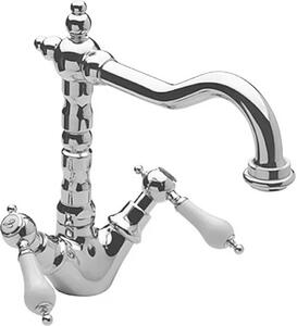 Miscelatore lavabo con bocca alta, cromato, retrò