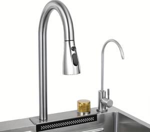 Rubinetto da cucina - Lavello da cucina - Lavello - Miscelatore - Rubinetto - Acciaio inossidabile 304 - Dimensioni generose: 73,66 cm
