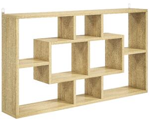 HOMCOM Scaffale da Parete a 8 Ripiani, Mensole da Muro 85x14.5x47.5cm, Max 20 kg, in Legno, Soggiorno, Color Rovere | Aosom Italy