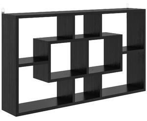 HOMCOM Scaffale da Parete a 8 Ripiani, Mensola da Muro 85x14.5x47.5cm, Max 20 kg, in Legno, Soggiorno, Nero | Aosom Italy