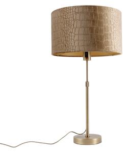 Lampada da tavolo bronzo con paralume in velluto coccodrillo 35cm - Parte