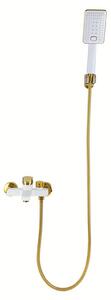 Rubinetto da bagno - Miscelatore per bagno - Doccetta - Rubinetto a parete - Set per bagno - Ottone - Bocchetta a cascata - Montaggio a parete
