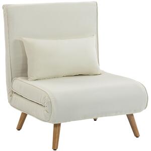 HOMCOM Poltrona Letto Singola 3 in 1 Reclinabile 5 Livelli in Tessuto Effetto Lino con Cuscino, Seduta Imbottita, Crema | Aosom Italy