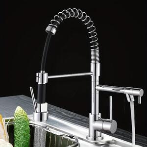 Rubinetto da cucina in acciaio inossidabile con soffione estraibile e bocchetta girevole a 360 gradi – struttura in ottone