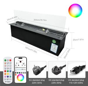 Camino a risparmio idrico - Riscaldamento d'ambiente - Umidificatore - Camino per aromaterapia - Camino a LED