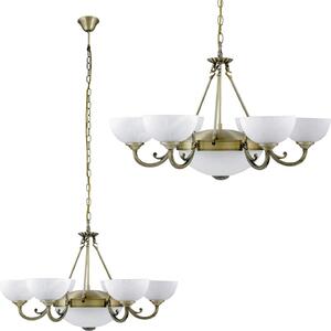 Rabalux 8546 Lampadario 8 spot Marlene, E27-E14, bronzo-argento-bianco, rotondo, classico, ø800mm