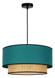 Duolla - Lampadario a sospensione con filo BOHO 1xE27/15W/230V diametro 45 cm turchese/rattan