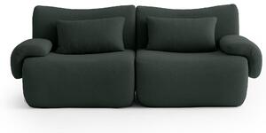 MILYSOFA SOFATIME Divano modulare lineare, a due posti, in raffinato tessuto a riccioli, verde bosco
