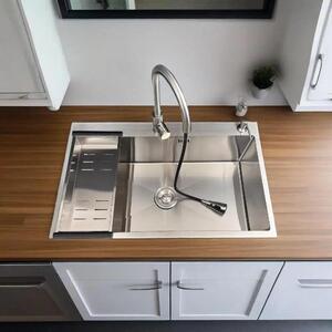 Rubinetto da cucina - Miscelatore per cucina - Rubinetto estraibile - Miscelatore - Bocchetta girevole - Materiale in acciaio inossidabile