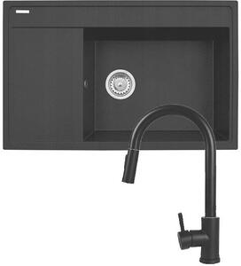 Set Pyramis - Lavello CAMEA 79x50 1B 1D R+ Rubinetto IDEA Black Edition - 070168502BE
