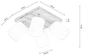 Spot-Light DO56844474 - Faretto da binario APRILLIA 4xE27/25W/230V quercia/bianco