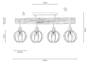 Spot-Light DO6977404 - Surface-mounted lampadario BERIS 4xE27/25W/230V pino