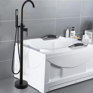 Rubinetto da bagno a colonna - Rubinetto a pavimento - Miscelatore per vasca - Rubinetto per doccetta - Rubinetto per vasca a colonna - Colore: nero opaco
