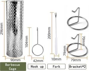 INF Griglia Rotante in Acciaio Inox per Barbecue 20x9x9cm con Design Apribile