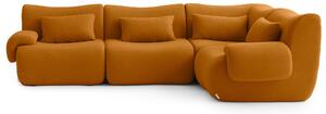 MILYSOFA SOFATIME Divano ad angolo modulare a 4 posti, raffinato tessuto a riccioli, color cannella