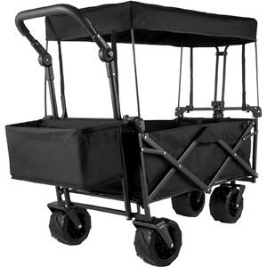 Carrello pieghevole per giardinaggio, con tettoia, ideale per trasportare la spesa, per la spiaggia, per il trasporto di oggetti pesanti e adatto a qualsiasi terreno grazie alle sue ruote all-terrain