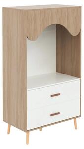 Armadio per bambini - Armadio per abbigliamento per bambini - Barra appendiabiti - Cassetti - Ripiani aperti - Struttura in legno - 80 x 46 x 141,5 cm - Bianco/Legno naturale