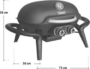 Barbecue a gas - Griglia da tavolo - Barbecue da balcone - Griglia da campeggio - Cucina esterna - Formato compatto - Alluminio pressofuso