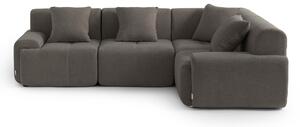 Divano ad angolo modulare a 4 posti MILYSOFA SOFAMOUS, tessuto chenille, marrone cenere