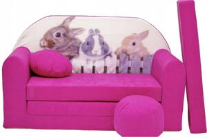 Divano rosa per bambini con conigli 98 x 170 cm