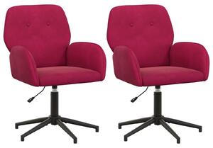 VidaXL Sedie girevoli, 2 pezzi, 54 x 55 x 90 cm, bordeaux, velluto (V)