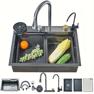 Rubinetto da cucina - Lavello da cucina - Lavello - Miscelatore - Rubinetto - Acciaio inossidabile - 76,2 x 45,7 cm