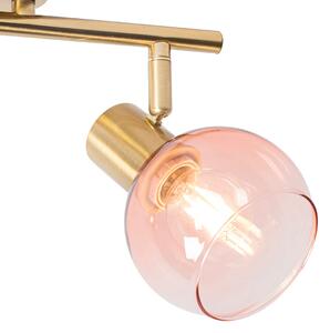 Faretto Art Déco oro con vetro rosa 2 luci - Vidro
