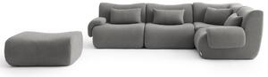 MILYSOFA SOFATIME: divano ad angolo modulare a 4 posti con chaise longue, raffinato tessuto a ricami, grigio nuvola