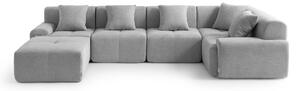 DIVANO ANGOLARE MODULARE MILYSOFA SOFAMOUS, 5 posti, con chaise longue, rivestito in tessuto di chenille color grigio minerale