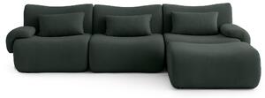 MILYSOFA SOFATIME: divano ad angolo modulare a 3 posti con chaise longue, raffinato tessuto a ricami, verde bosco