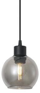 Lampada a sospensione moderna nera con vetro fumé per sistema a binario monofase - Iconic Lava