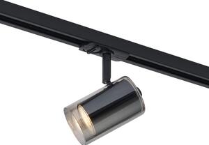 Faretto moderno nero con vetro fumé per sistema a binario monofase - Iconic Lloyd