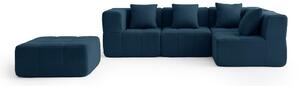 MILYSOFA SOFABULOUS: divano angolare modulare a 4 posti con chaise longue, raffinato tessuto bouclé, blu intenso