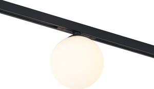 Plafoniera moderna nera con vetro bianco per sistema a binario monofase - Slimline Eira