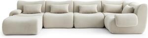 MILYSOFA SOFATIME: divano ad angolo modulare a 5 posti con chaise longue, in raffinato tessuto bouclé color crema e beige