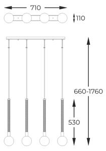 Zuma Line P0583-04A-2GHF - Lampadario a sospensione con filo MIDA 4xG9/6W/230V ottone