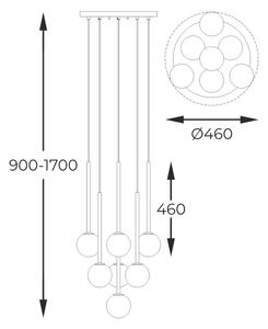 Zuma Line P0574-07F-SDFZ - Lampadario a sospensione con filo ARCTURUS 7xG9/4W/230V nero