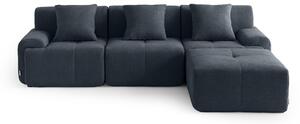 MILYSOFA SOFAMOUS: divano angolare modulare a 3 posti con chaise longue, tessuto ciniglia, grigio-blu