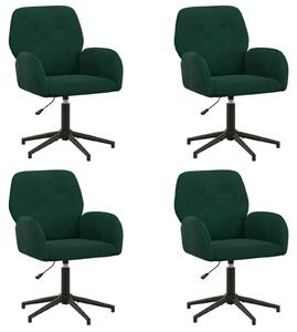 VidaXL Sedie girevoli, confezione da 4, 54 x 55 x 90 cm, verde scuro, rivestite in velluto (V)