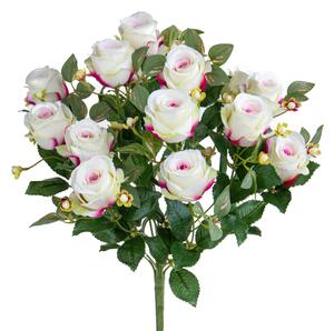 Bouquet Artificiale Rose Boccio/Hiperycum per 13 Fiori Beige